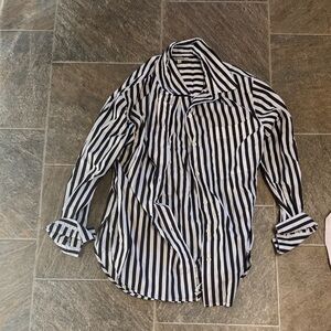 Madewell Black and White Striped Women's Button Down Shirt